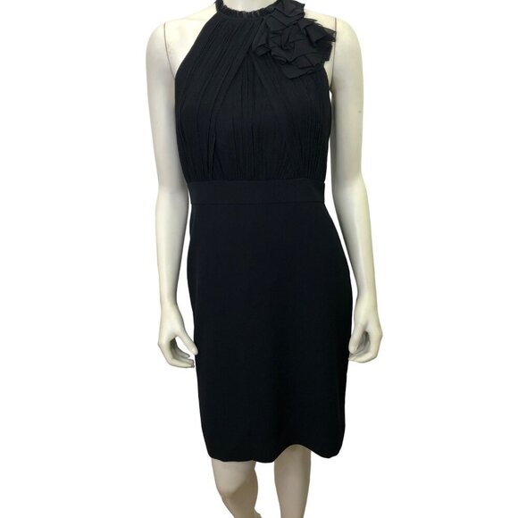 ANN TAYLOR SHEATH HALTER BLACK DRESS SIZE 4 - Picture 1 of 8